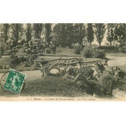 carte postale ancienne 78 MANTES. Ile aux Dames Pont Rustique 1909