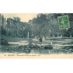 carte postale ancienne 78 MANTES. Ile aux Dames Pont Rustique 1923