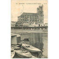 carte postale ancienne 78 MANTES. Notre Dame et la Seine 1908. Timbre absent