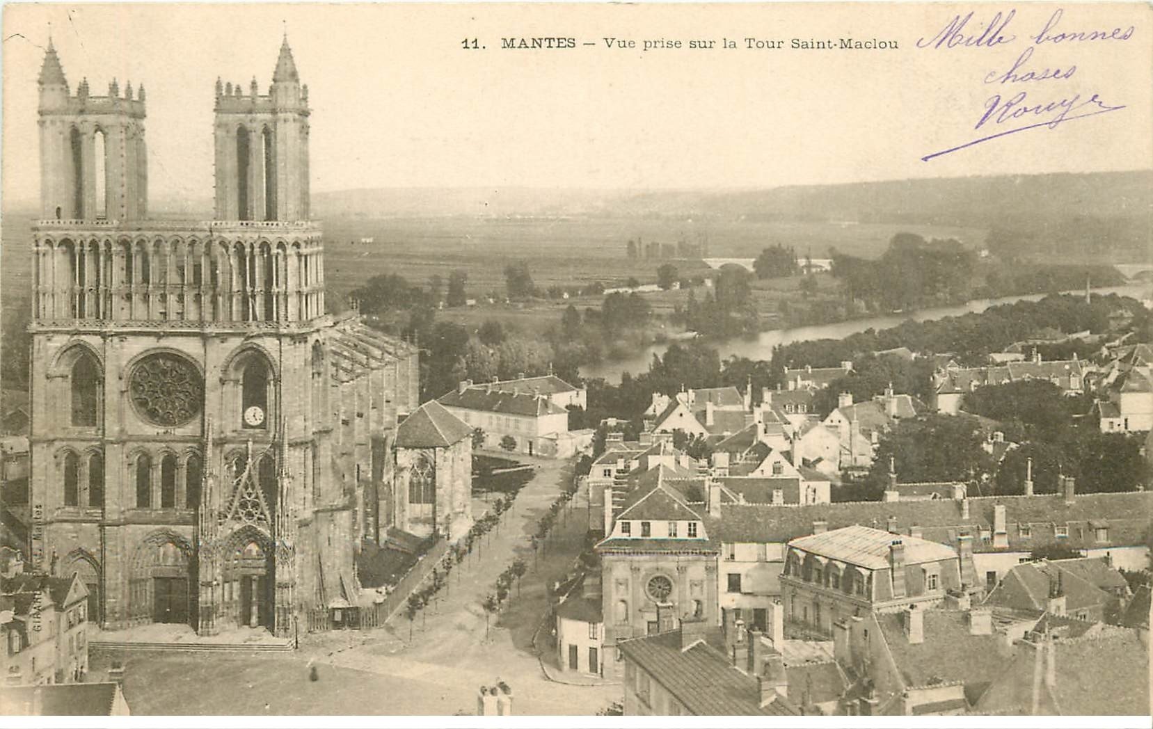 carte postale ancienne 78 MANTES. Tour Saint-Maclou vue 1903