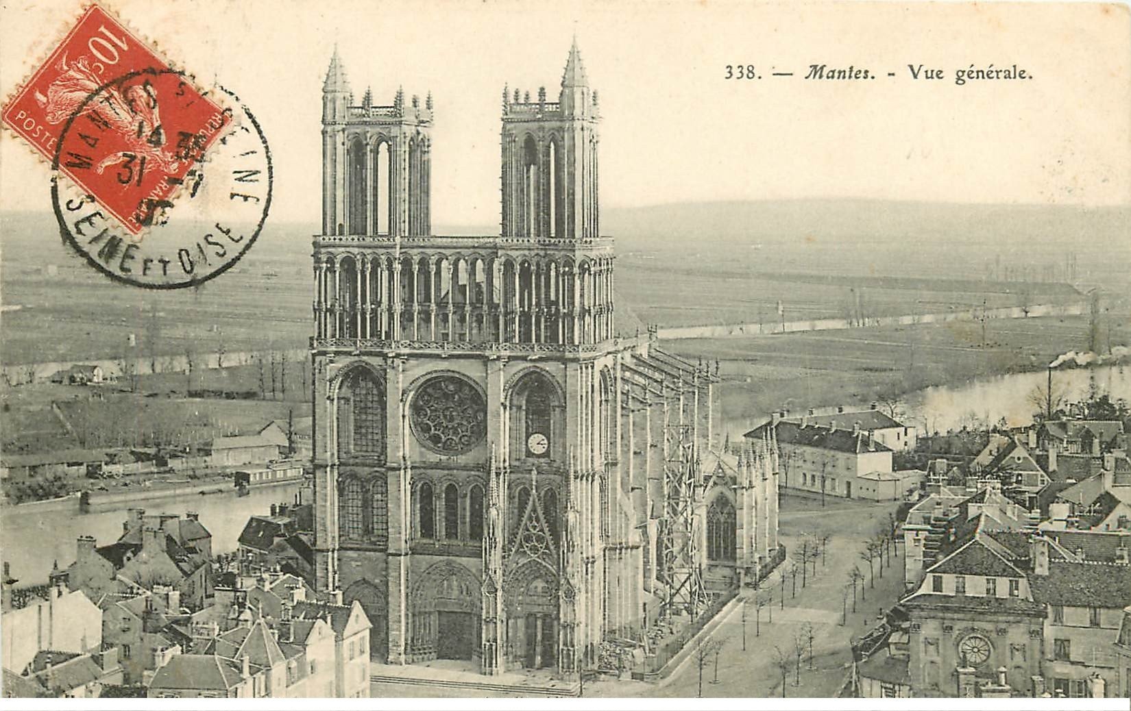 carte postale ancienne 78 MANTES. Vue générale 1909