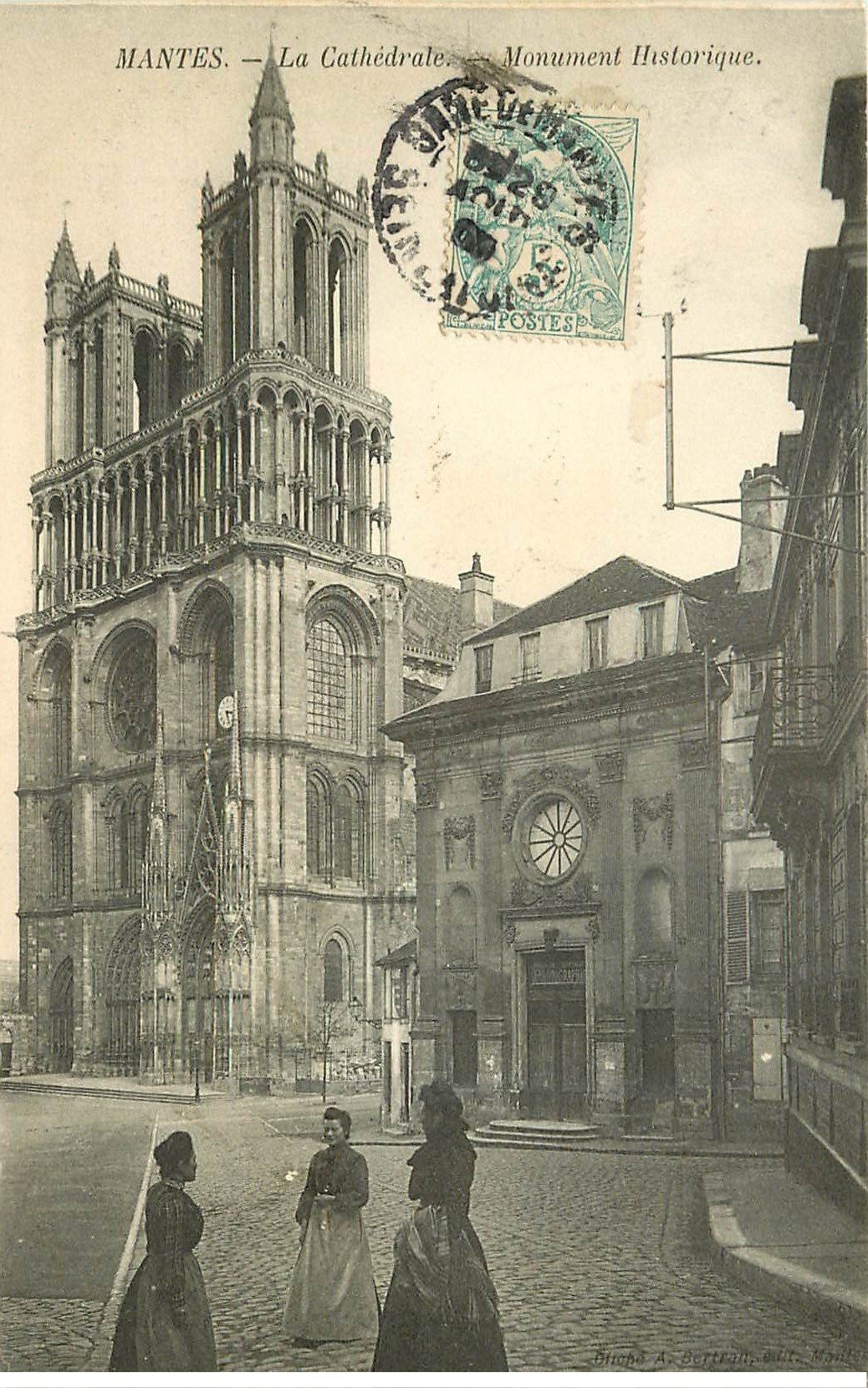 carte postale ancienne 78 MANTES. La Cathédrale 1905