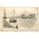 carte postale ancienne 14 COURSEULLES. Le Bassin du Commerce 1903 avec Pêcheur