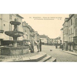 78 MANTES. Fontaine Place Hôtel de Ville. Commerce Comptoirs Français au coin