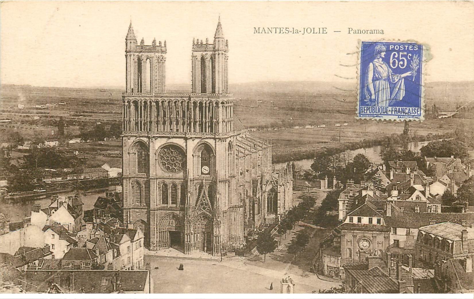 carte postale ancienne 78 MANTES-LA-JOLIE. Panorama 1939