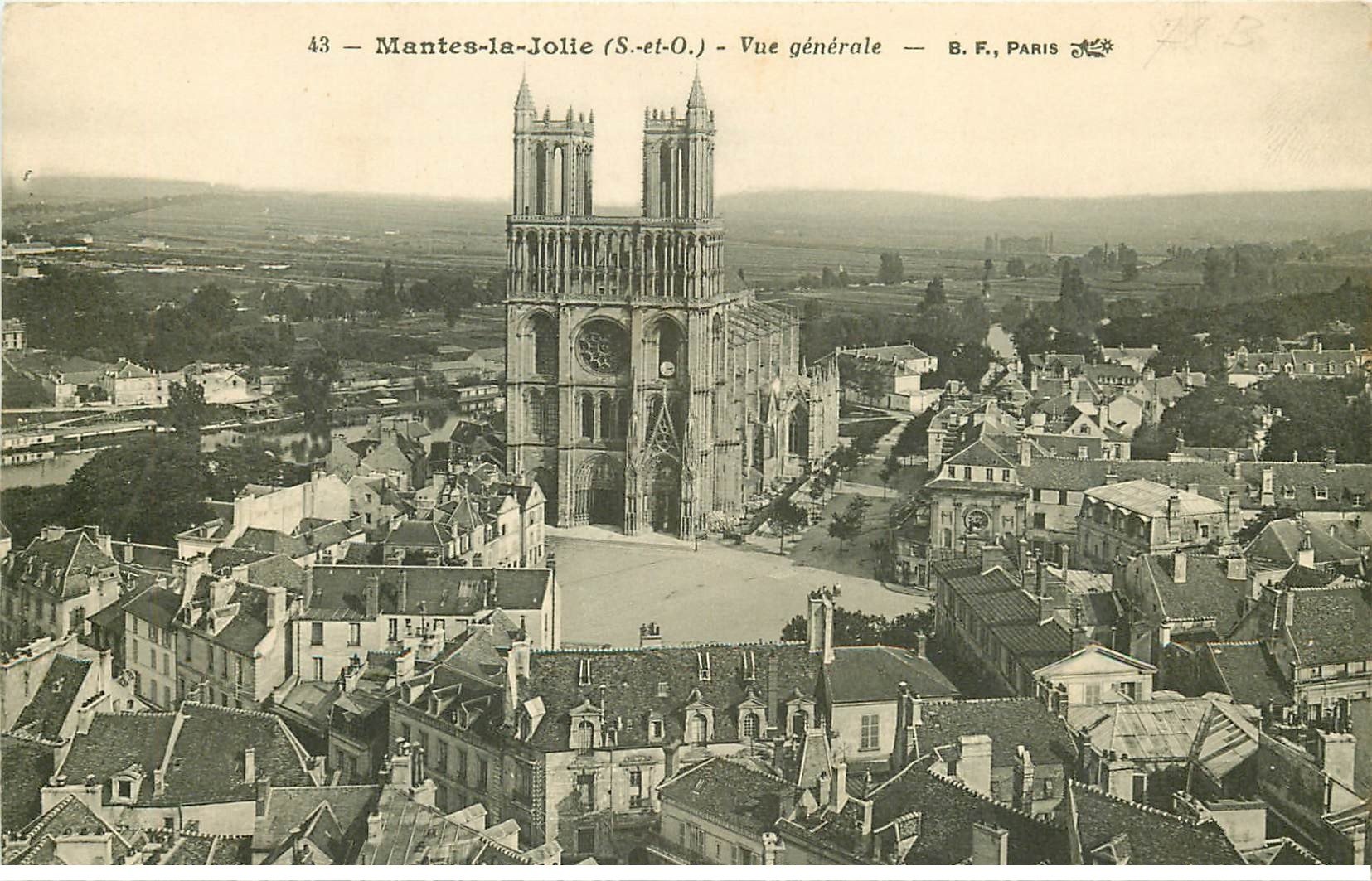 carte postale ancienne 78 MANTES-LA-JOLIE. Vue générale