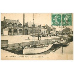 carte postale ancienne 14 COURSEULLES. Le Bassin et l'Huillerie 1925 Voiliers