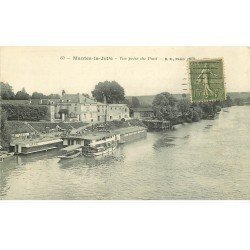carte postale ancienne 78 MANTES-LA-JOLIE. Bateaux Hydrothérapie et Garage
