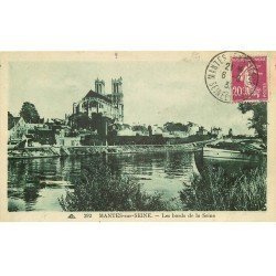 carte postale ancienne 78 MANTES-SUR-SEINE. Péniche 1933