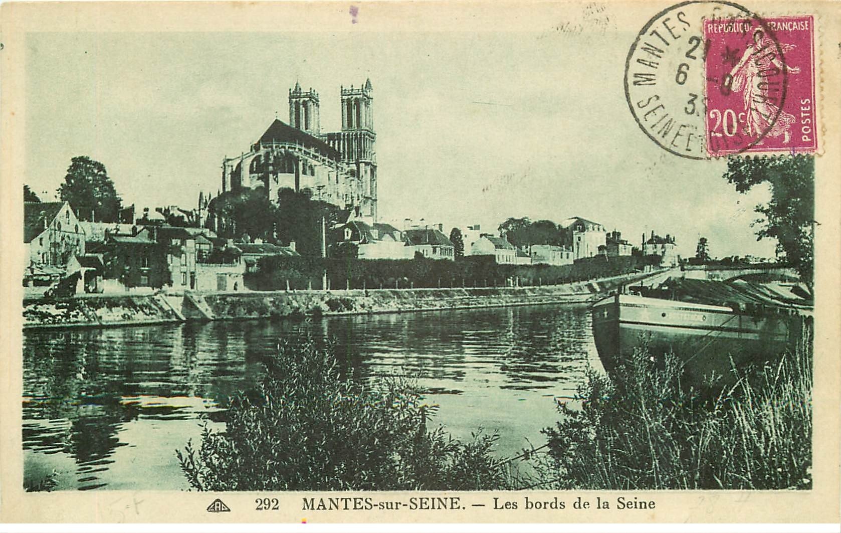 carte postale ancienne 78 MANTES-SUR-SEINE. Péniche 1933