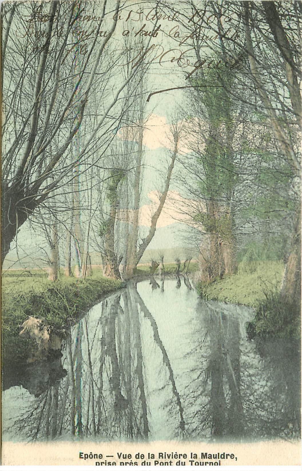 carte postale ancienne 78 EPONE. Rivière la Mauldre 1906
