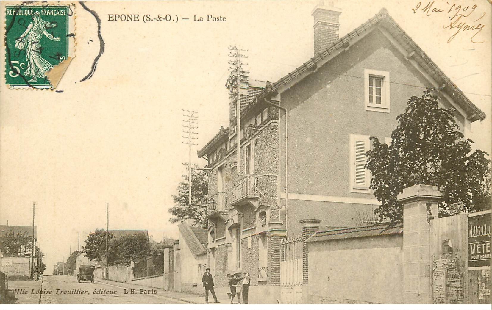 carte postale ancienne 78 EPONE. La Poste 1909
