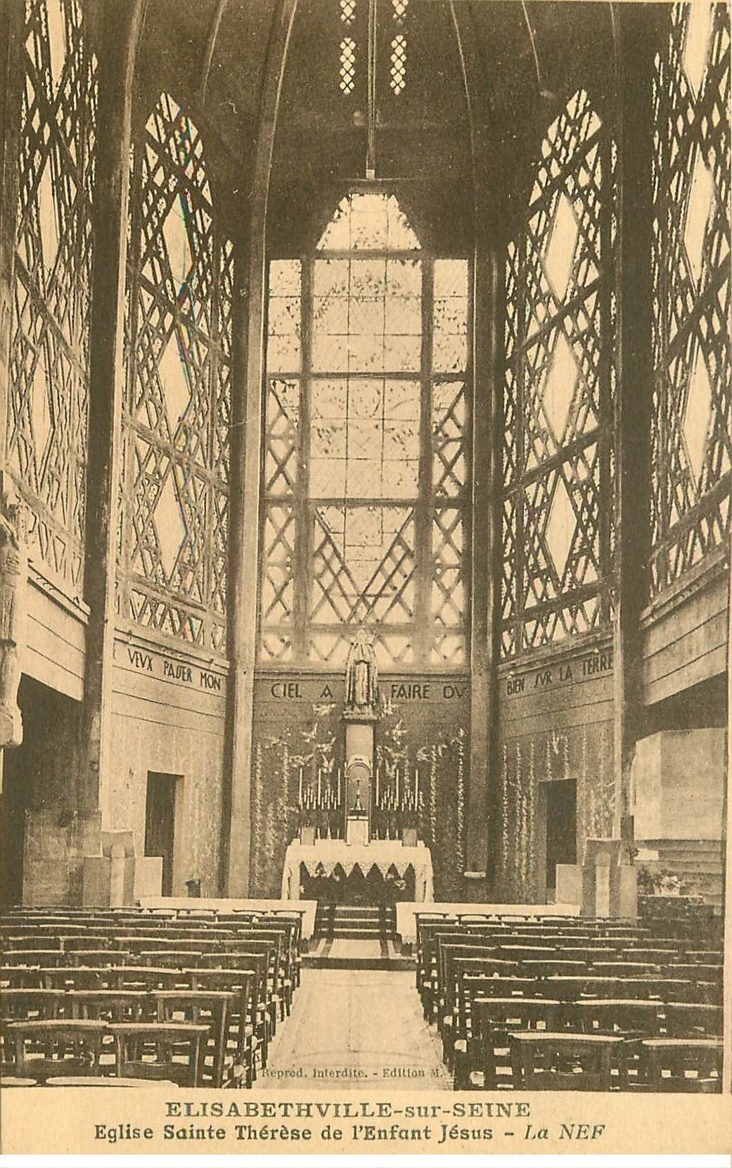 carte postale ancienne 78 ELISABETHVILLE. Eglise Nef