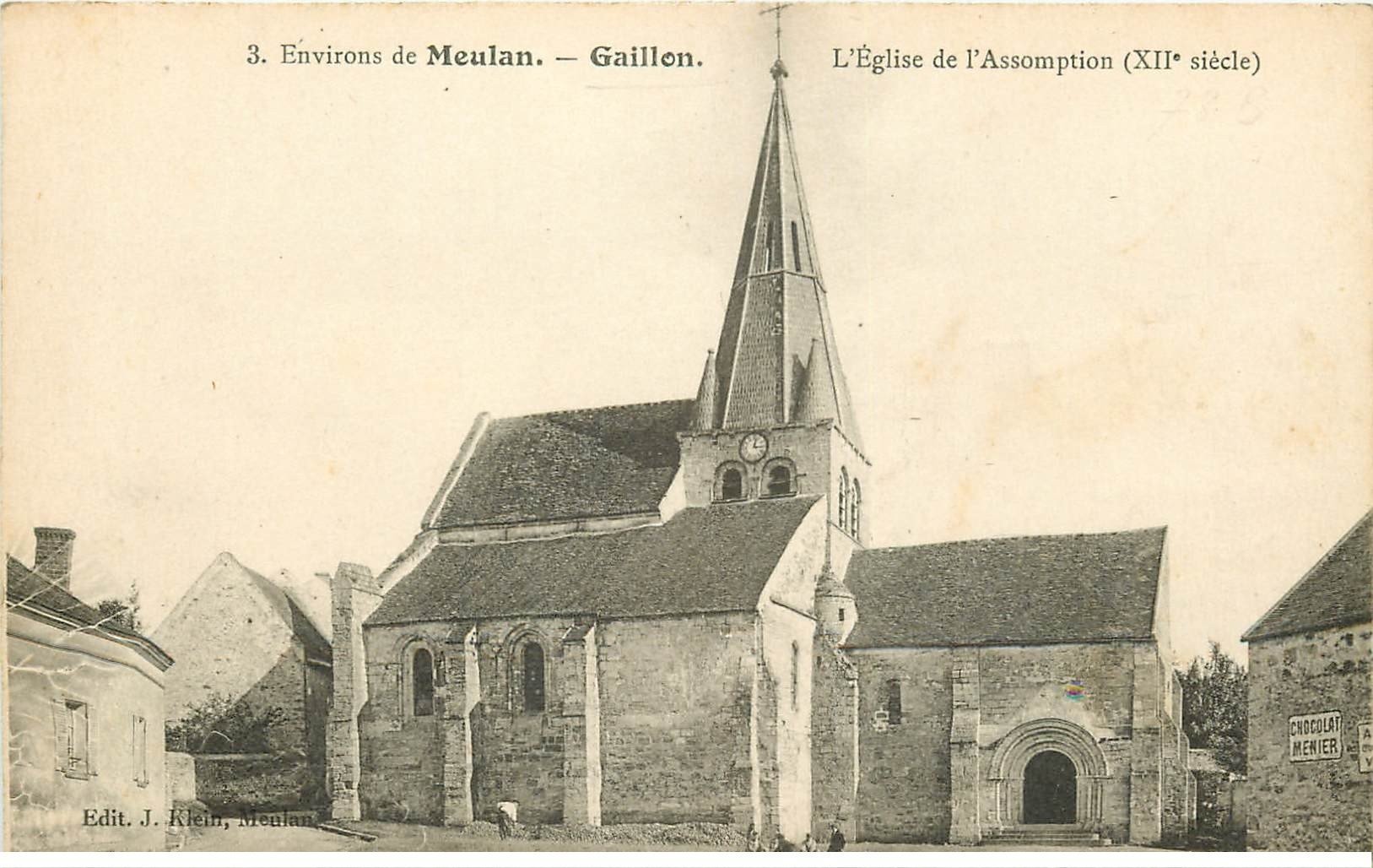 carte postale ancienne 78 GAILLON. Eglise Assomption animation