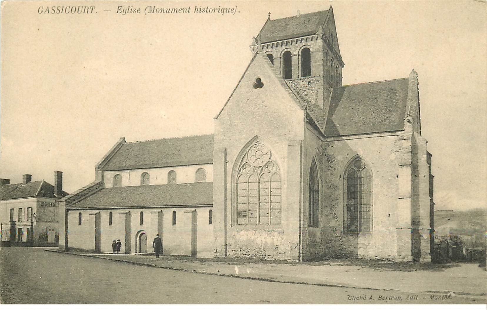 carte postale ancienne 78 GASSICOURT. Eglise animation