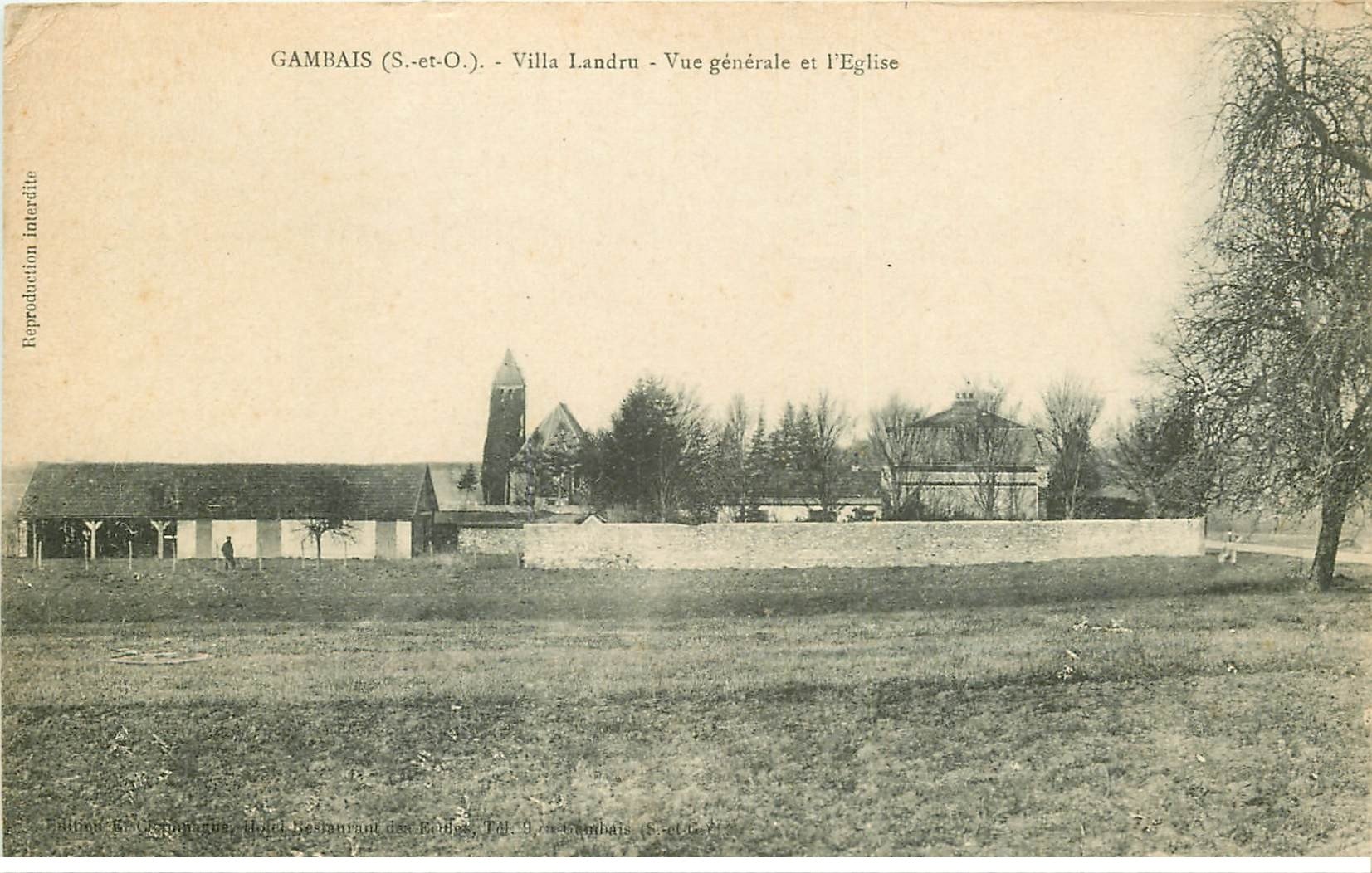 carte postale ancienne 78 GAMBAIS. Villa Landru vue générale et Eglise