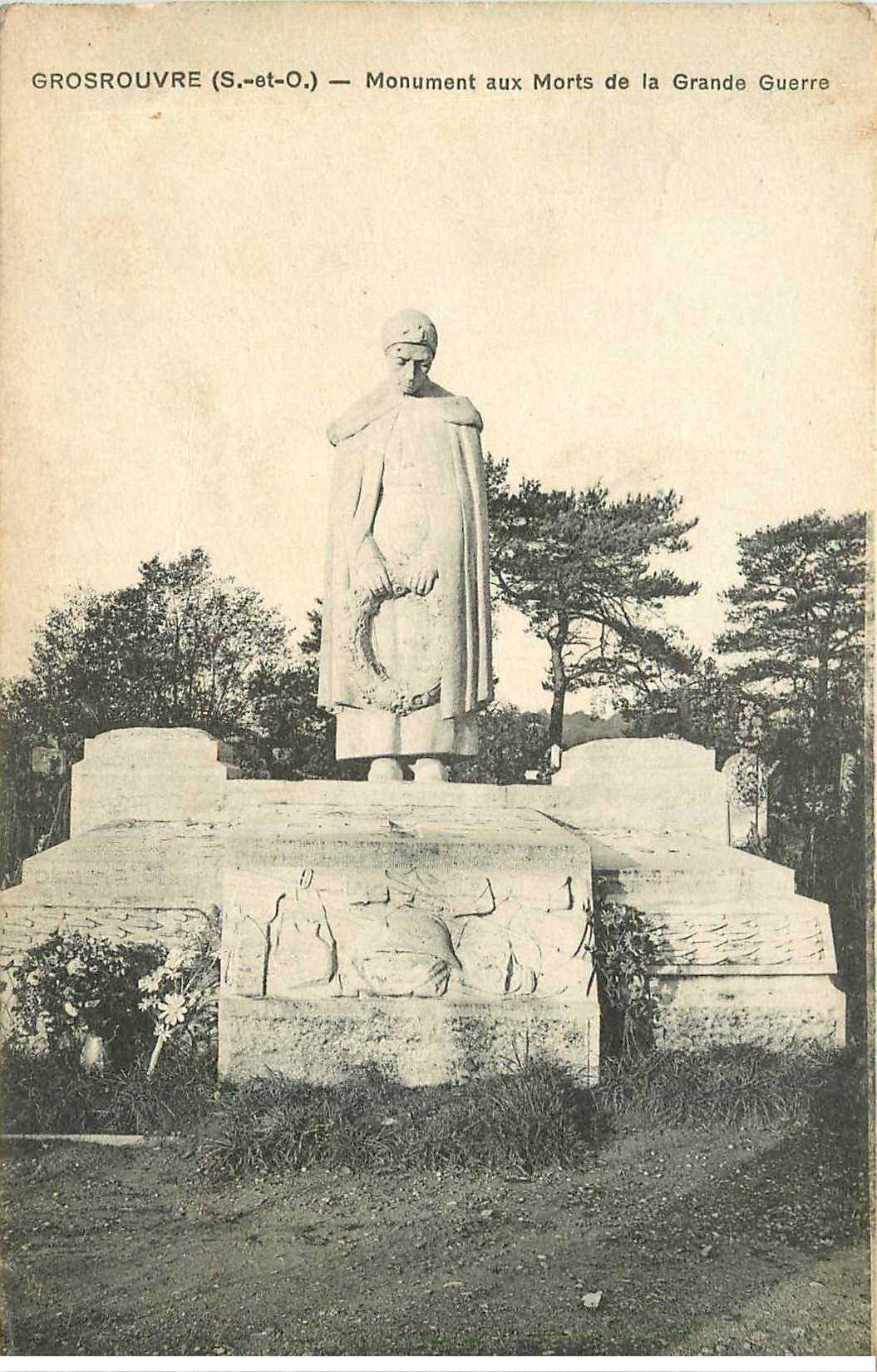 carte postale ancienne 78 GROSROUVRE. Monument Morts Grande Guerre 1923