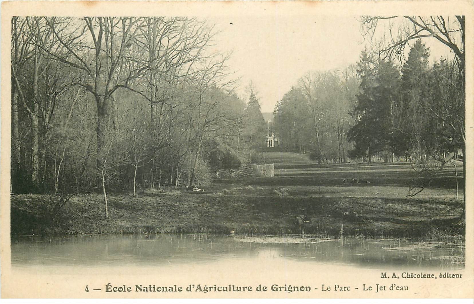 carte postale ancienne 78 GRIGNON. Ecole Nationale Agriculture. Parc Jet d'eau