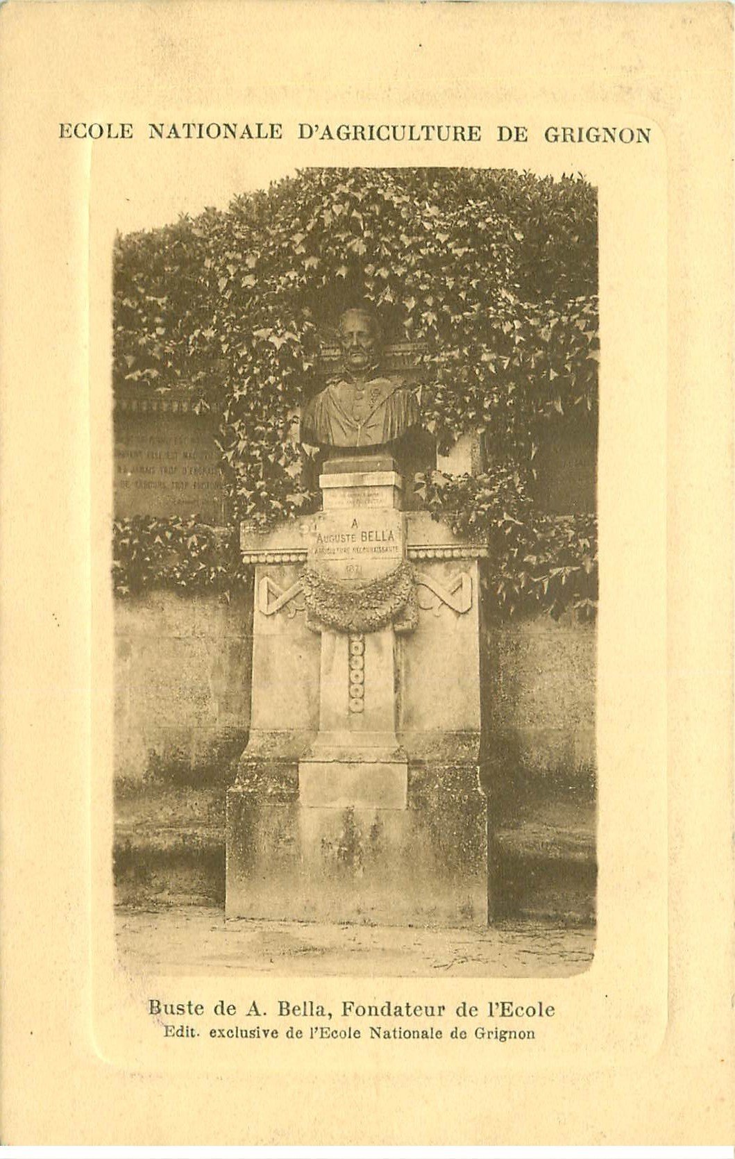 carte postale ancienne 78 GRIGNON. Ecole Nationale Agriculture. Buste Bella 1916