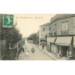 carte postale ancienne 78 HOUILLES. Rue des Clos 1916 Café à la Renaissance et Hôtel du Chemin de Fer