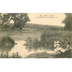 carte postale ancienne 78 CERNAY-LA-VILLE. Etang du Grand Moulin avec Lavandières