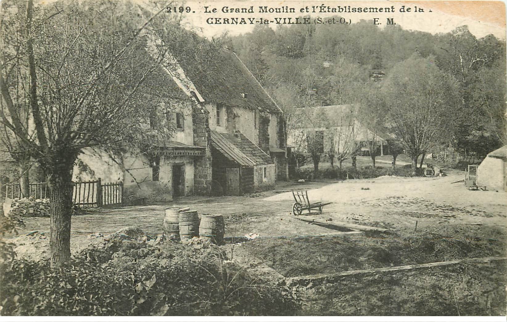 carte postale ancienne 78 CERNAY-LA-VILLE. Grand Moulin et Etablissement Pisciculture 1921