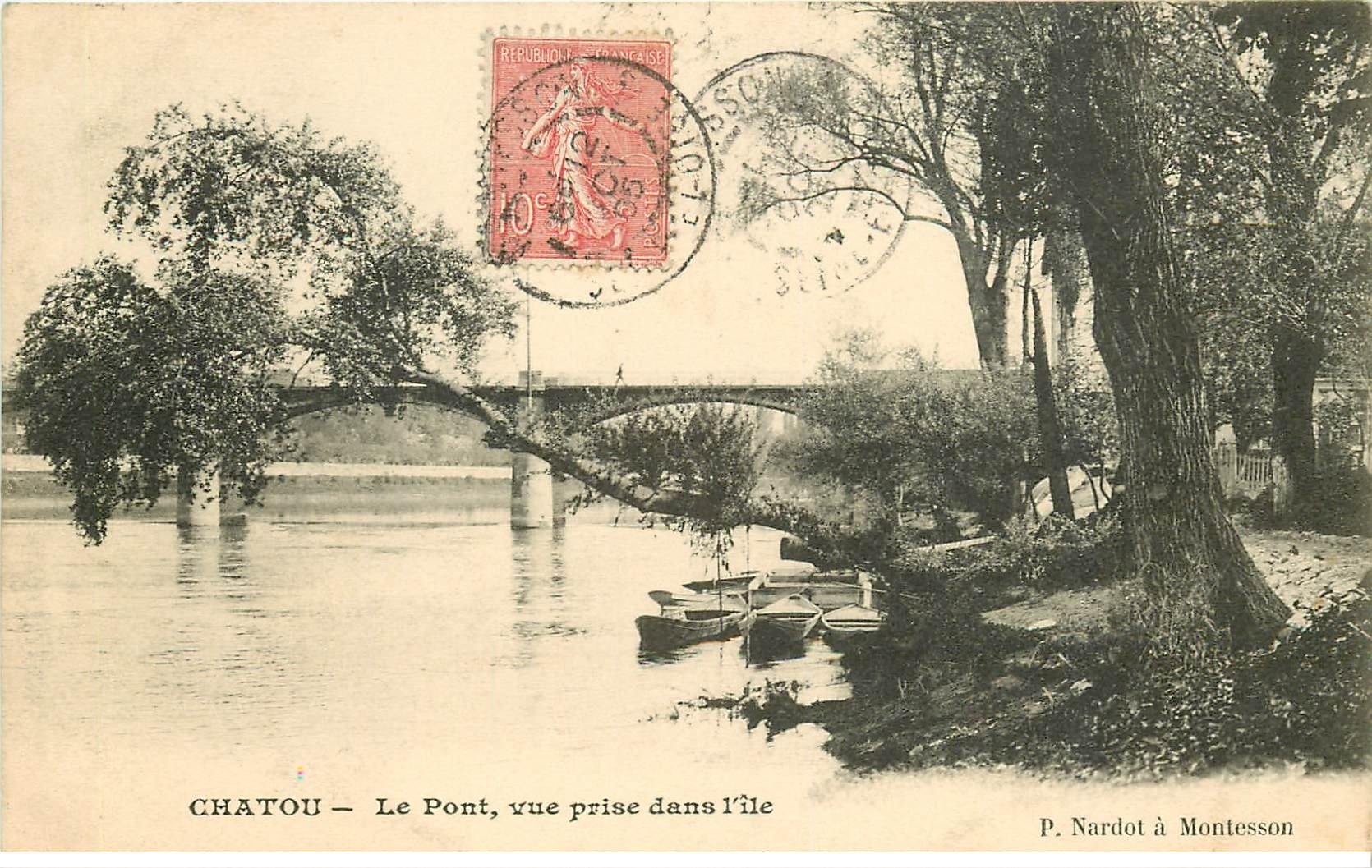 carte postale ancienne 78 CHATOU. Le Pont 1905