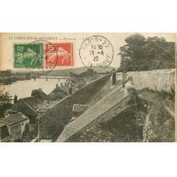 carte postale ancienne 78 CONFLANS-SAINTE-HONORINE. Les Deux Ponts 1920. Pli coin droit