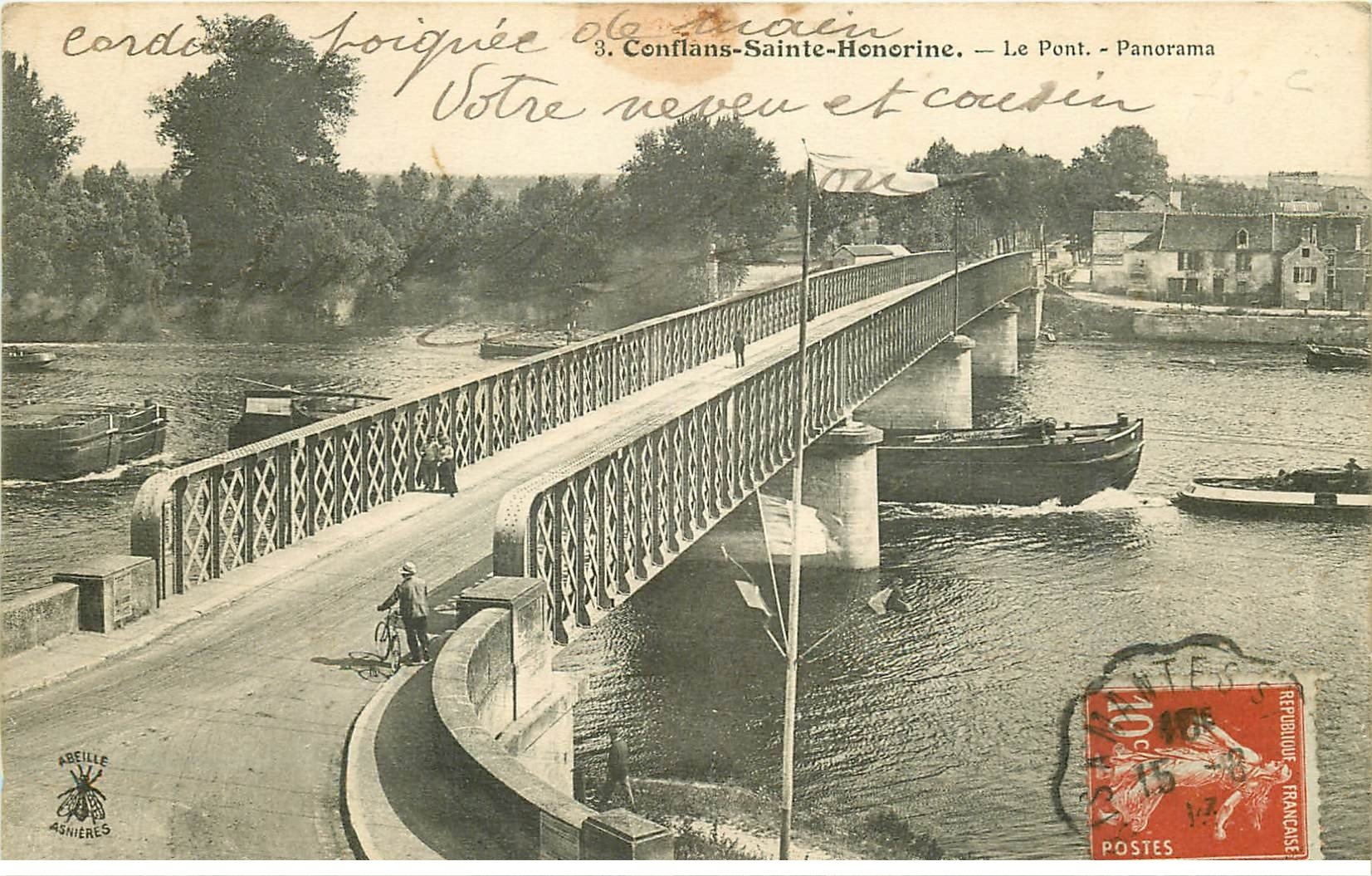 carte postale ancienne 78 CONFLANS-SAINTE-HONORINE. Le Pont 1913
