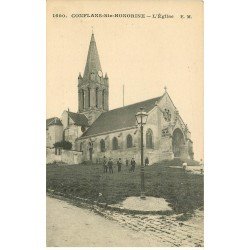 carte postale ancienne 78 CONFLANS-SAINTE-HONORINE. L'Eglise belle animation