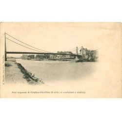 carte postale ancienne 78 CONFLANS-SAINTE-HONORINE. Pont suspendu vers Andrésy vers 1900. Carte molle aux coins...