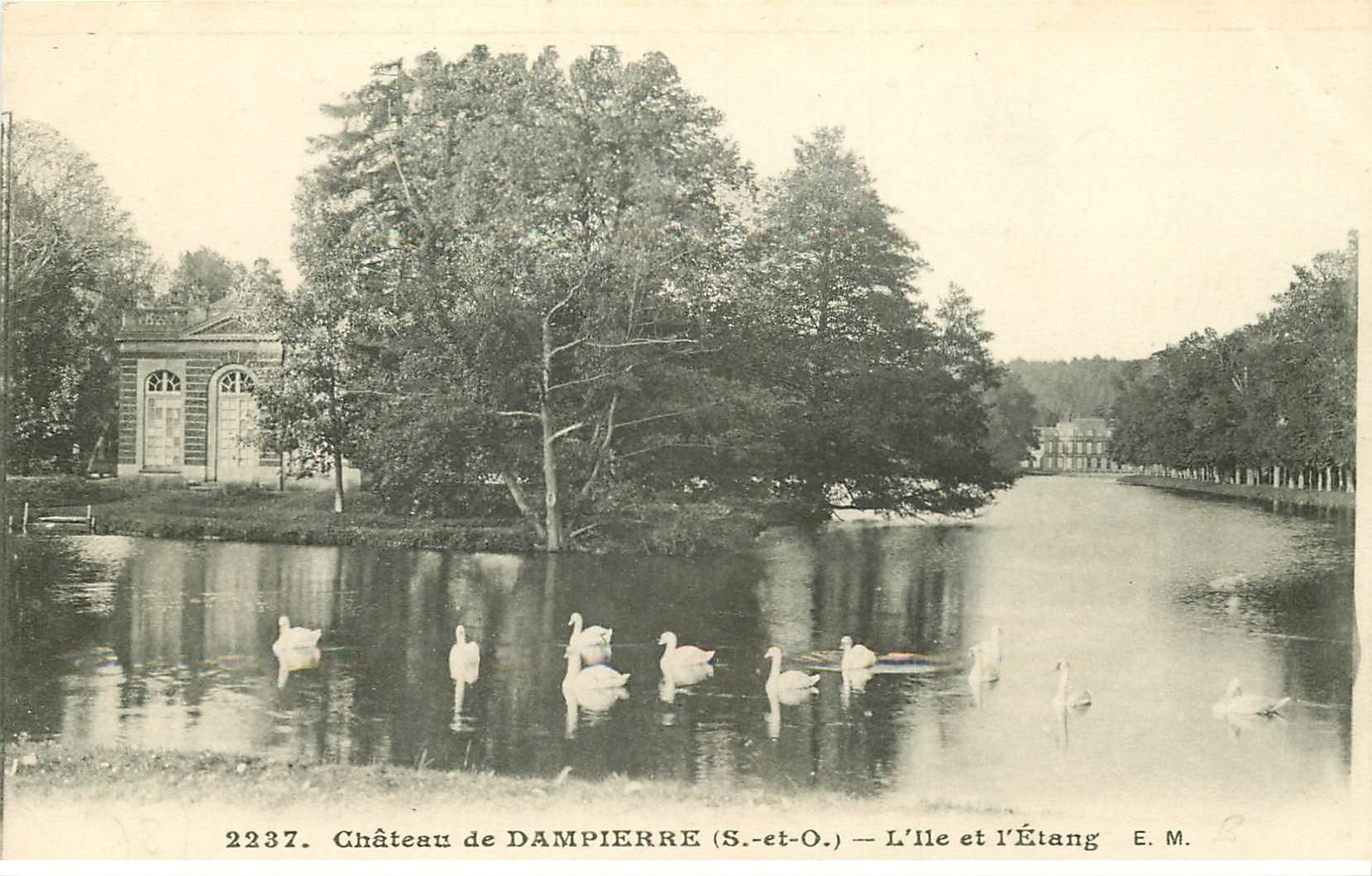 carte postale ancienne 78 DAMPIERRE. Le Château Île et Etang Cygnes