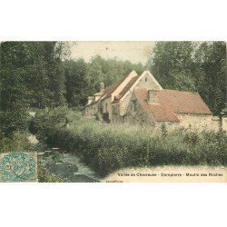 carte postale ancienne 78 DAMPIERRE. Pêcheur à la ligne Moulin des Roches 1904