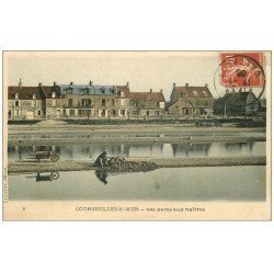 carte postale ancienne 14 COURSEULLES-SUR-MER. Parcs aux Huîtres 1908 le ramassage