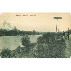 carte postale ancienne 78 JUZIERS. Grand Bras de la Seine. Biseautée aux coins...