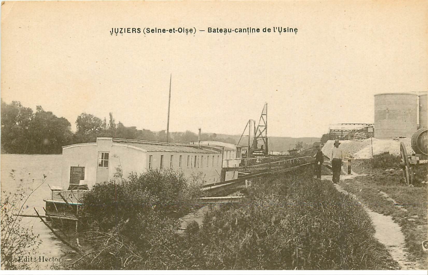 carte postale ancienne 78 JUZIERS. Bateau Cantine de l'Usine