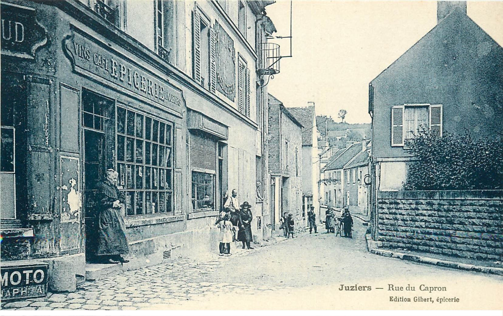 carte postale ancienne 78 JUZIERS. Epicerie Rossiaud Rue du Capron