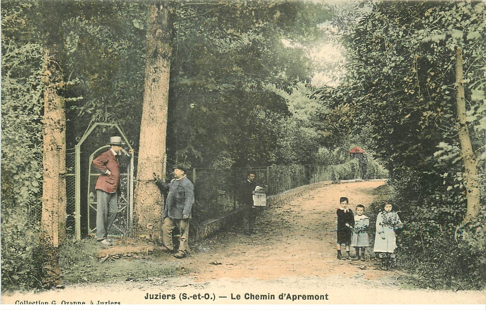 carte postale ancienne 78 JUZIERS. Chemin d'Apremont belle carte animée