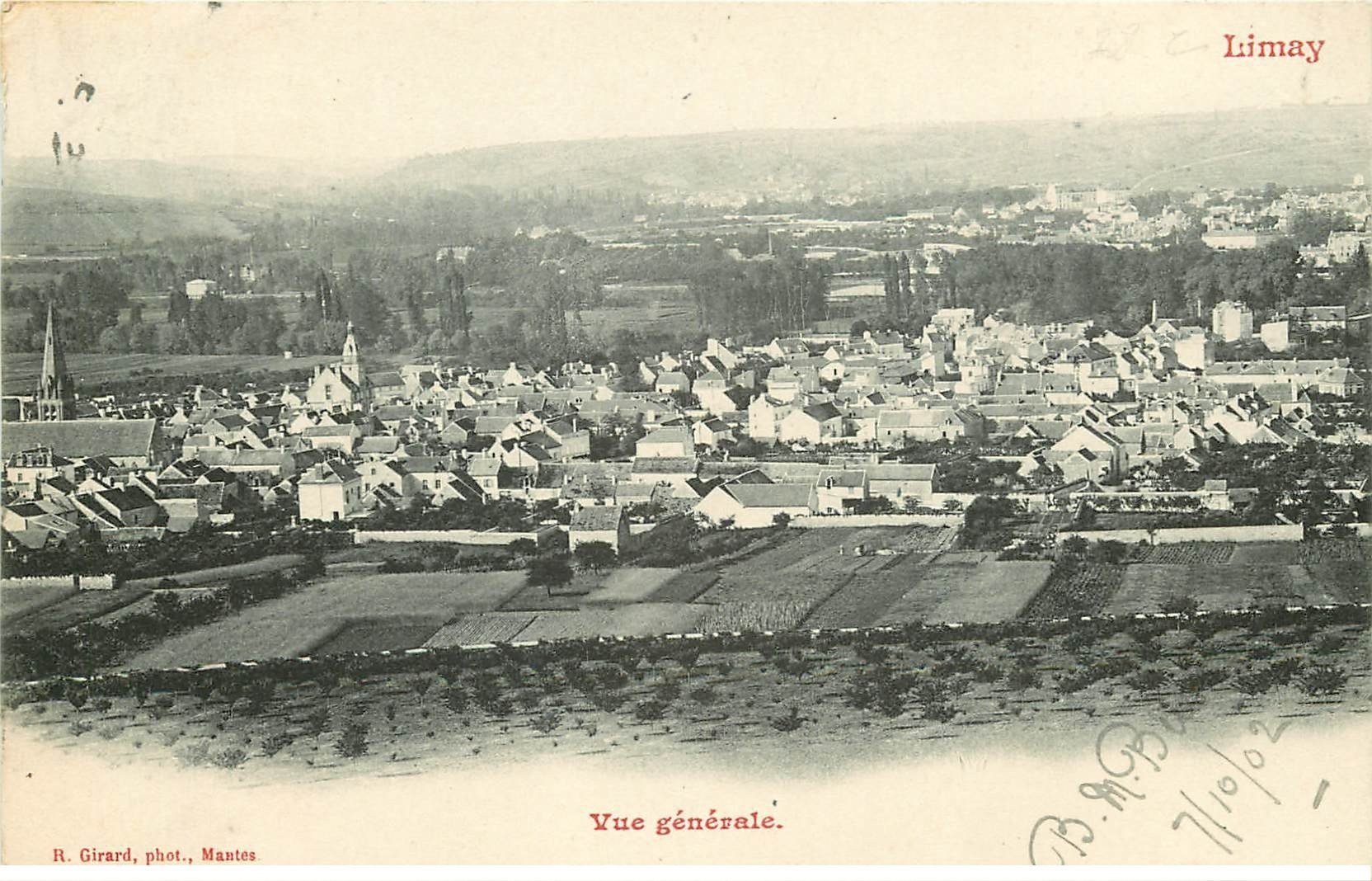 carte postale ancienne 78 LIMAY. Vue générale 1902