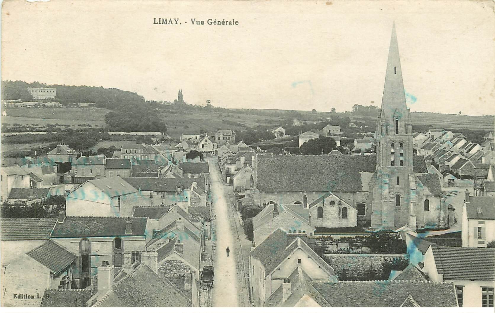 carte postale ancienne 78 LIMAY. Vue générale aérienne
