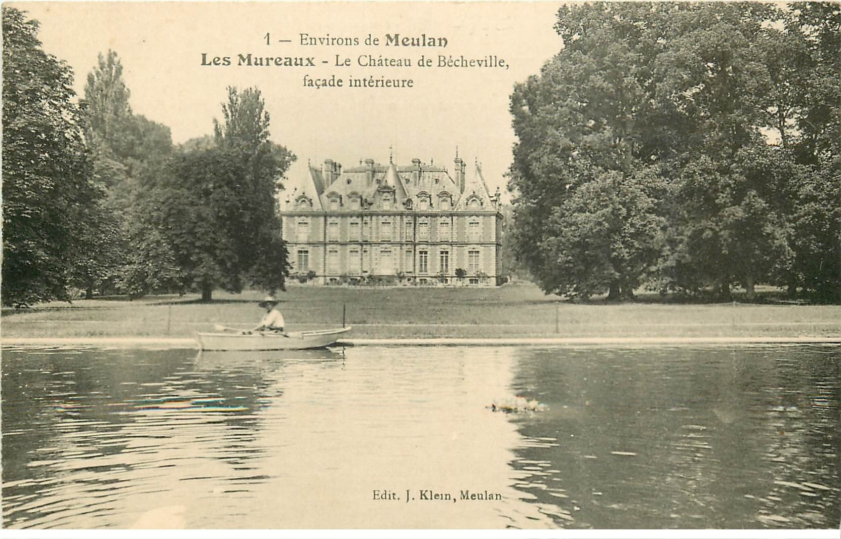 carte postale ancienne 78 LES MUREAUX. Château Bêcheville avec Canotier