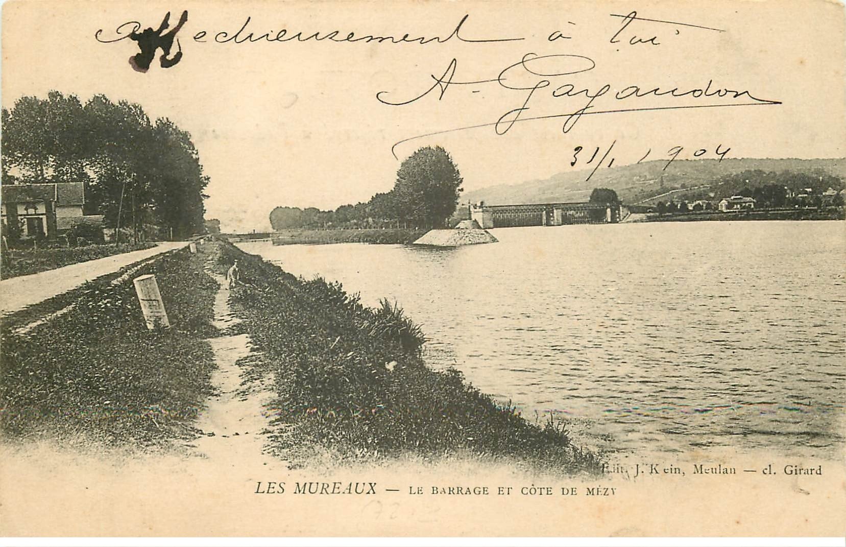 carte postale ancienne 78 LES MUREAUX. Barrage Côte de Mézy 1904