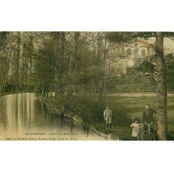 78 LE VESINET. Cycliste aux Petites Rivières. Superbe carte toilée 1907