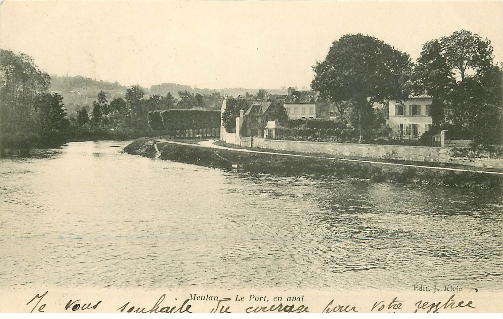 carte postale ancienne 78 MEULAN. Le Port 1903