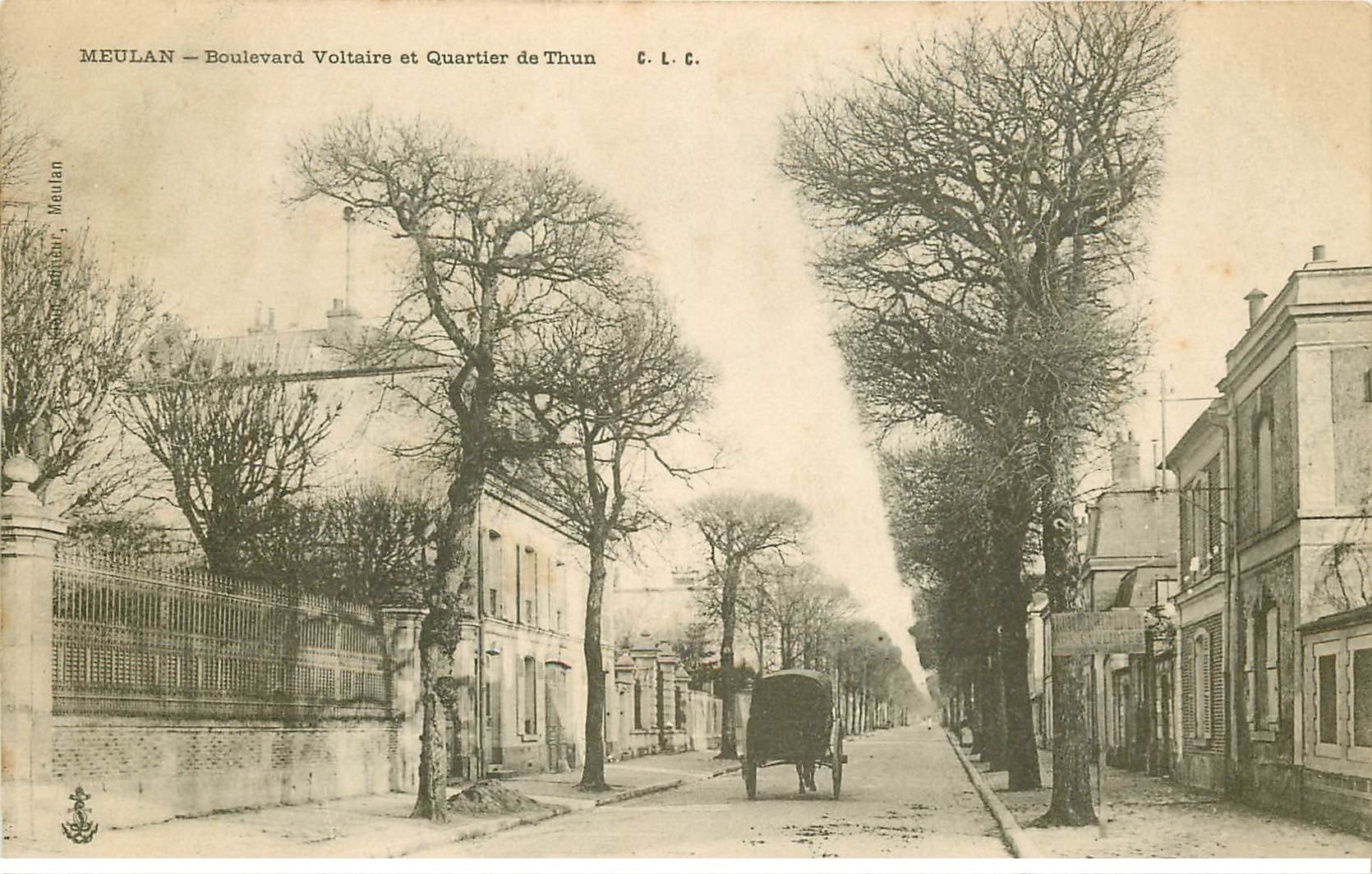 carte postale ancienne 78 MEULAN. Boulevard Voltaire Quartier de Thun 1904