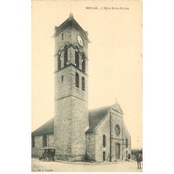 carte postale ancienne 78 MEULAN. L'Eglise Saint-Nicolas voiture et attelage