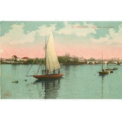 carte postale ancienne 78 MEULAN. Bateau à voile sur Seine 1932