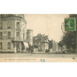 carte postale ancienne 78 MEULAN. Café Billard Quai de l'Arquebuse 1917