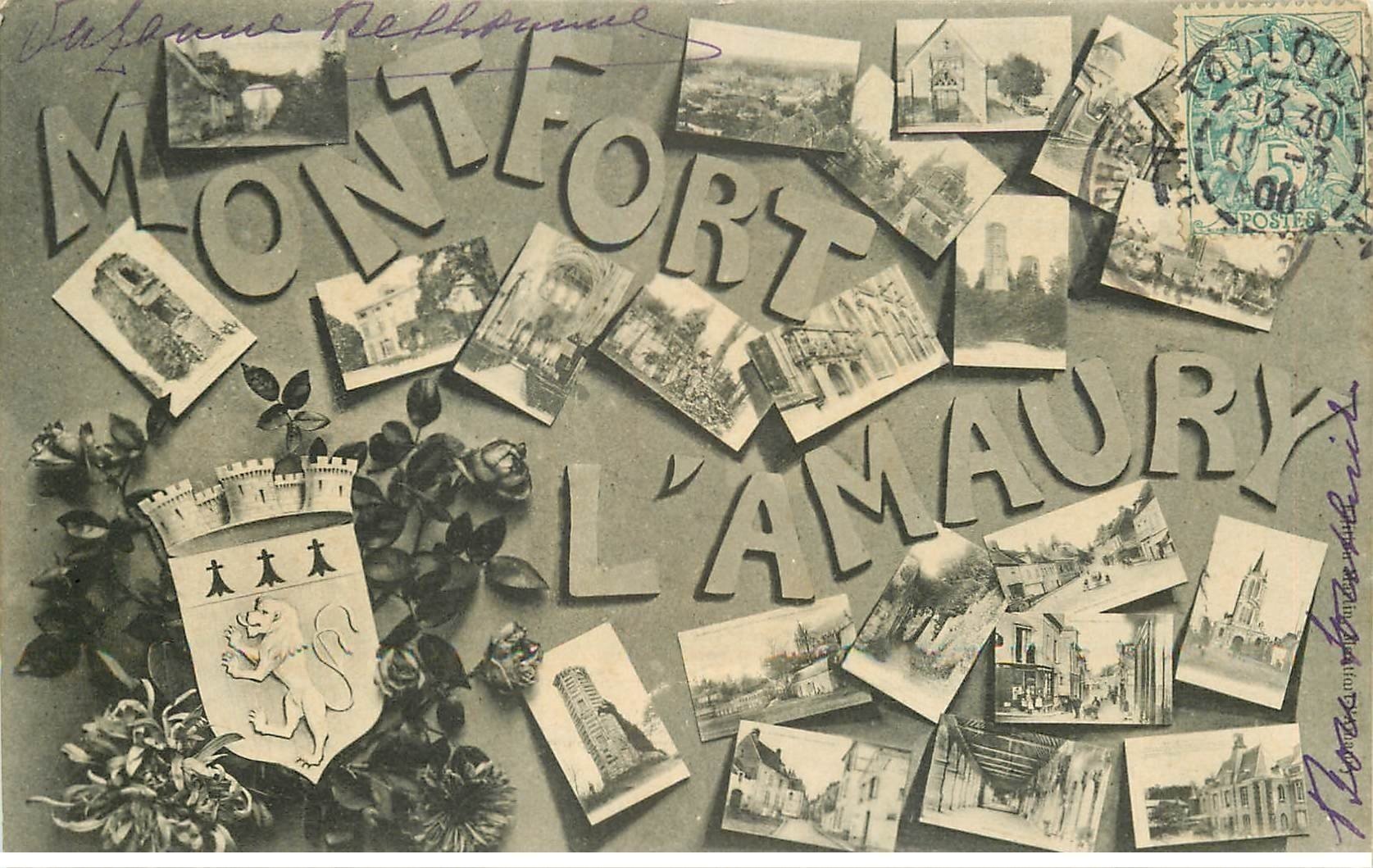 carte postale ancienne 78 MONTFORT-L'AMAURY. Multivues 1906