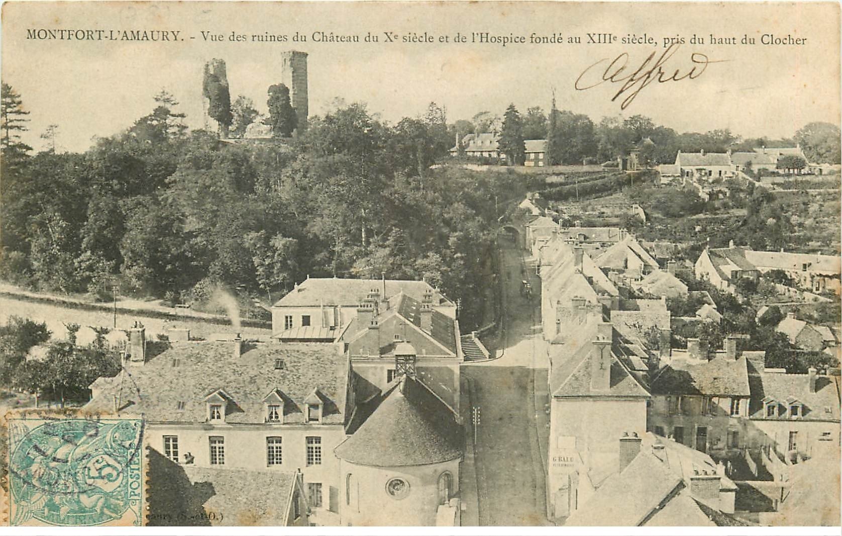 carte postale ancienne 78 MONTFORT-L'AMAURY. Château et Hospice 1908